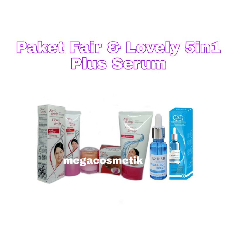 PAKET LENGKAP FAIR &amp; LOVELY 5in1 - FACIAL FOAM + CREAM DAY &amp; NIGHT + PELEMBAB PLUS SERUM