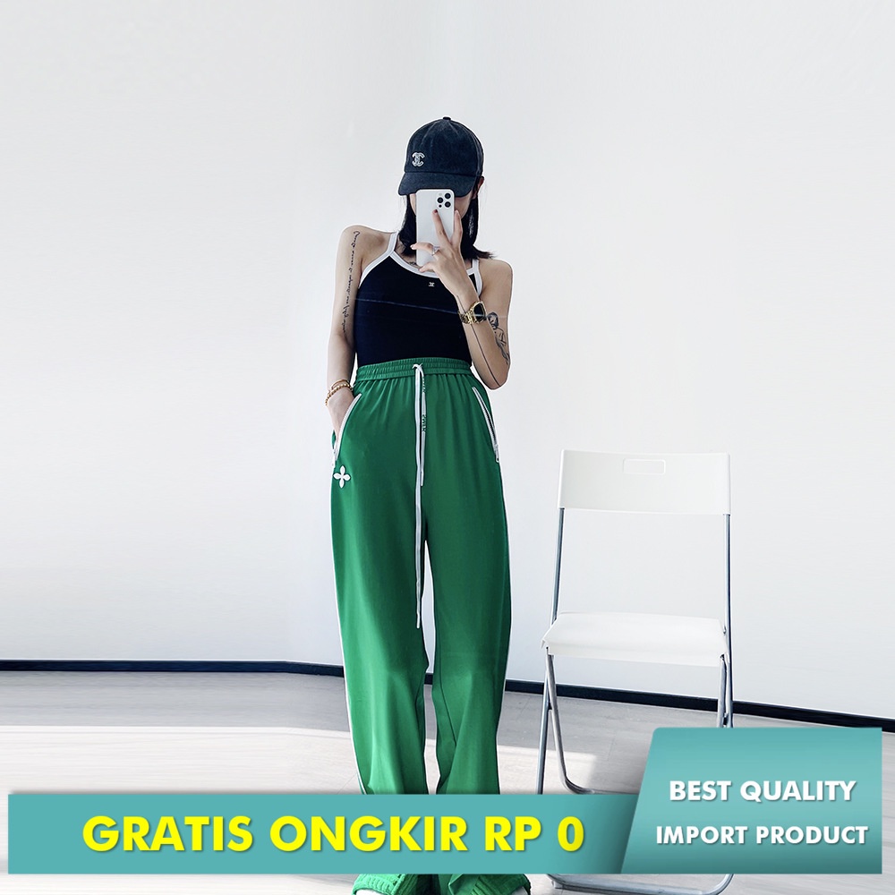 Celana Olahraga Wanita Smfk Wanita 22 Tahun Huruf Atletik Mencetak Drawstring Pinggang Tinggi Menunj