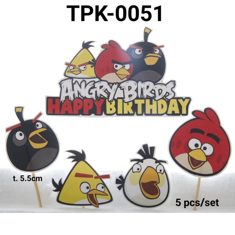 Topper kaertas hiasan kue angry bird