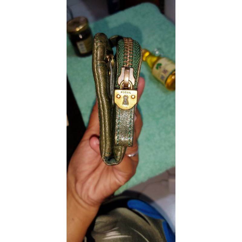 fossil green long wallet