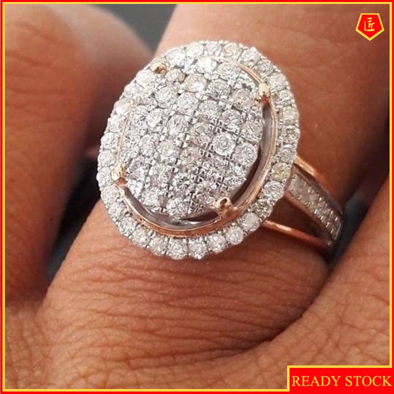[Ready Stock]18K Rose Gold Color Separation Ring Luxury Fashion Elegant