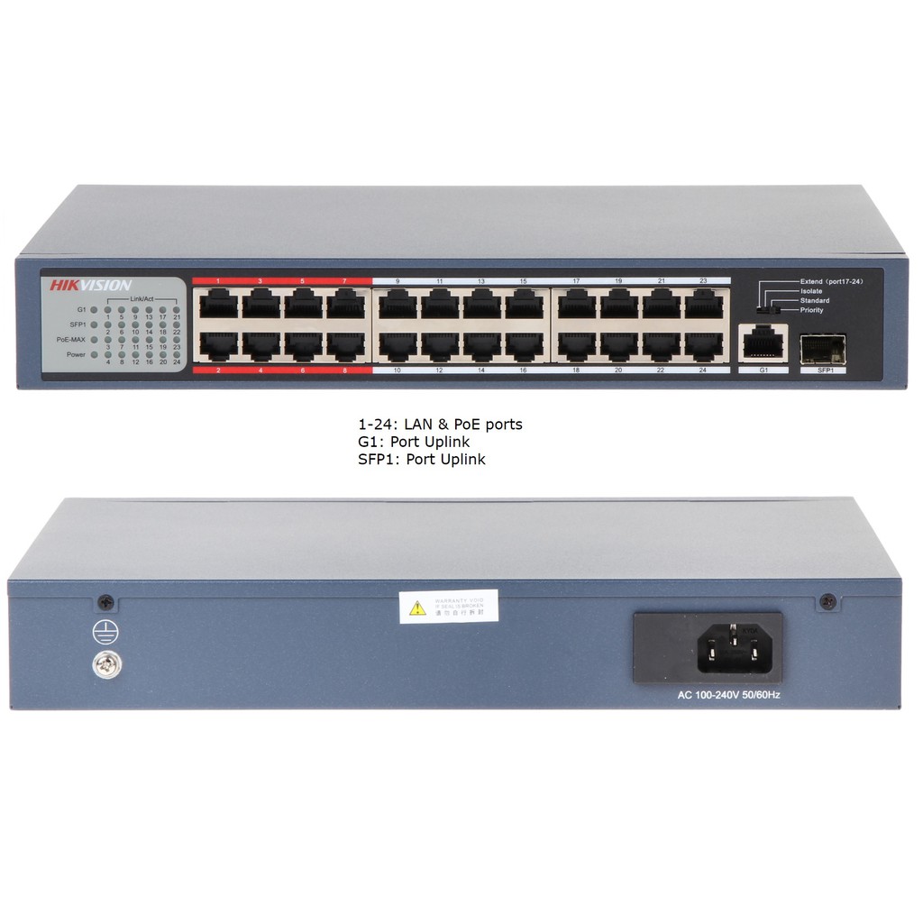 Switch Poe 24port Hikvision 3E0326P-E/M