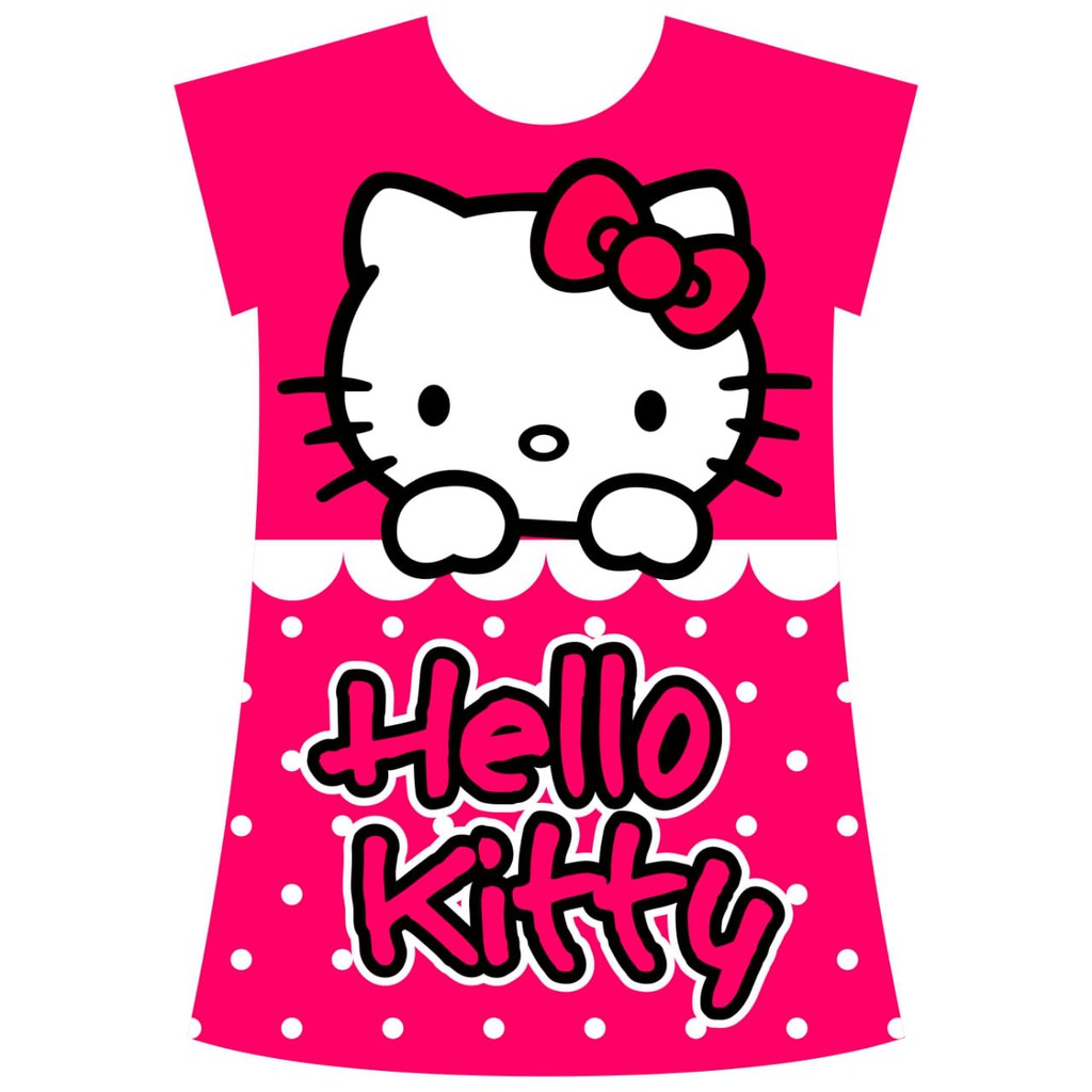 daily dress hellokity , dress anak , mini dress printing , baju anak lucu , dress karakter