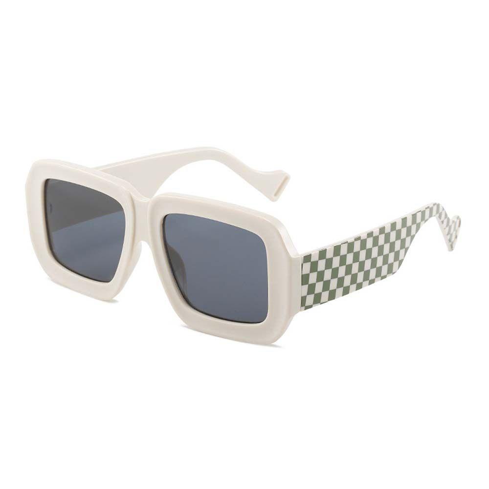 Mxbeauty Kacamata Hitam Checkerboard Fashion Ins Anti UV UV400 Square Street Style Pria Sunglasses