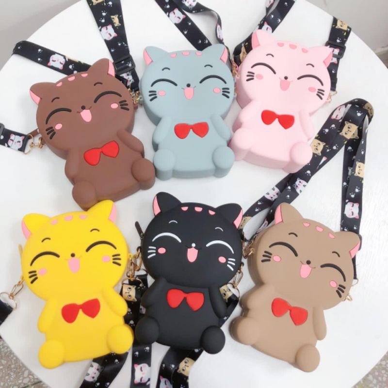 Tas Selempang Wanita / Anak Import Motif Kucing / Cat