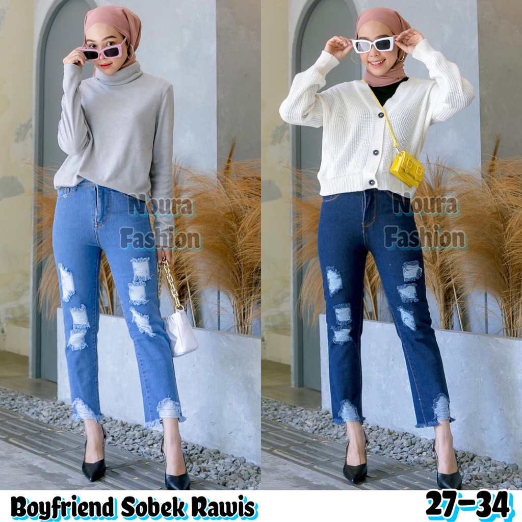 FOLKY BOYFRIEND RIPPED JEANS / BOYFRIEND JEANS SOBEK RAWIS / BOYFRIEND SOBEK LAPIS