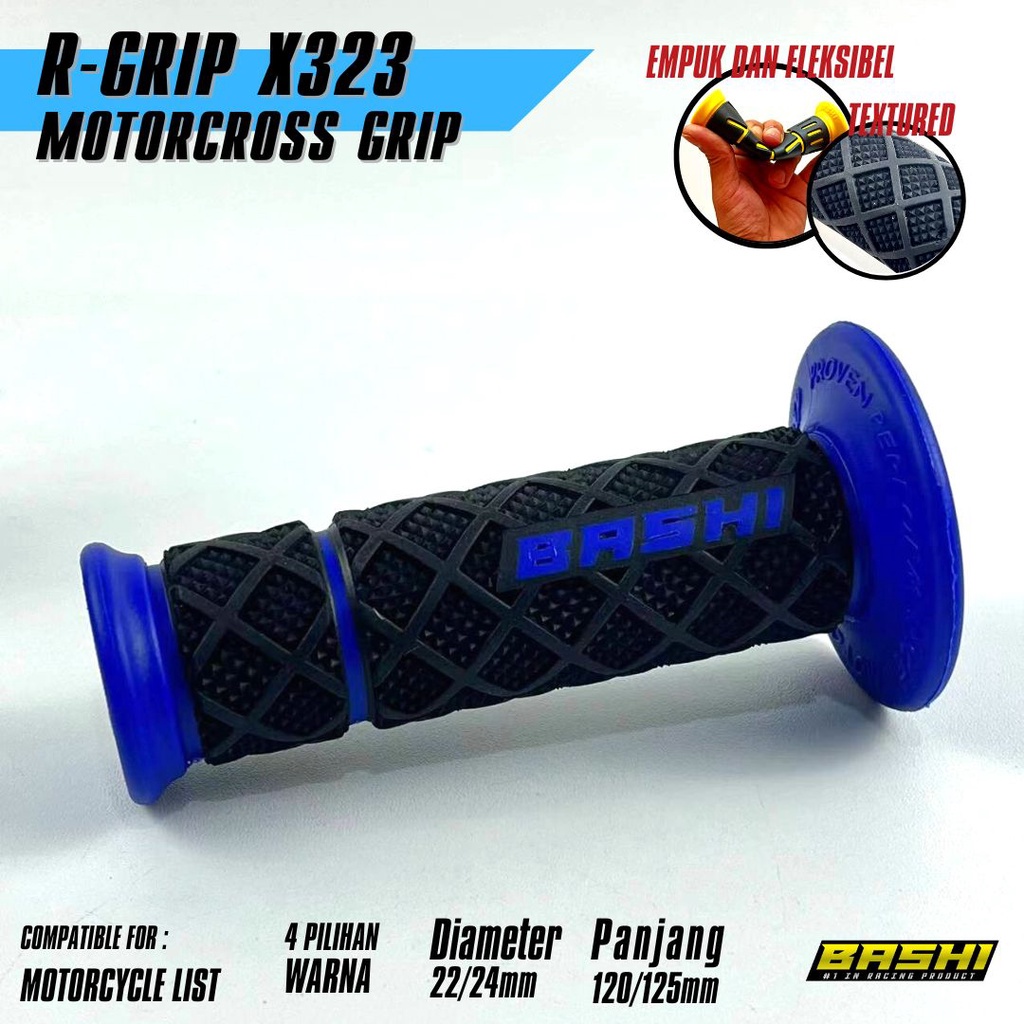 HANDGRIP MOTOR BASHI R-GRIP X323 TPR MOTOCROSS EMPUK FLEKSIBEL ANTI SLIP TOURING