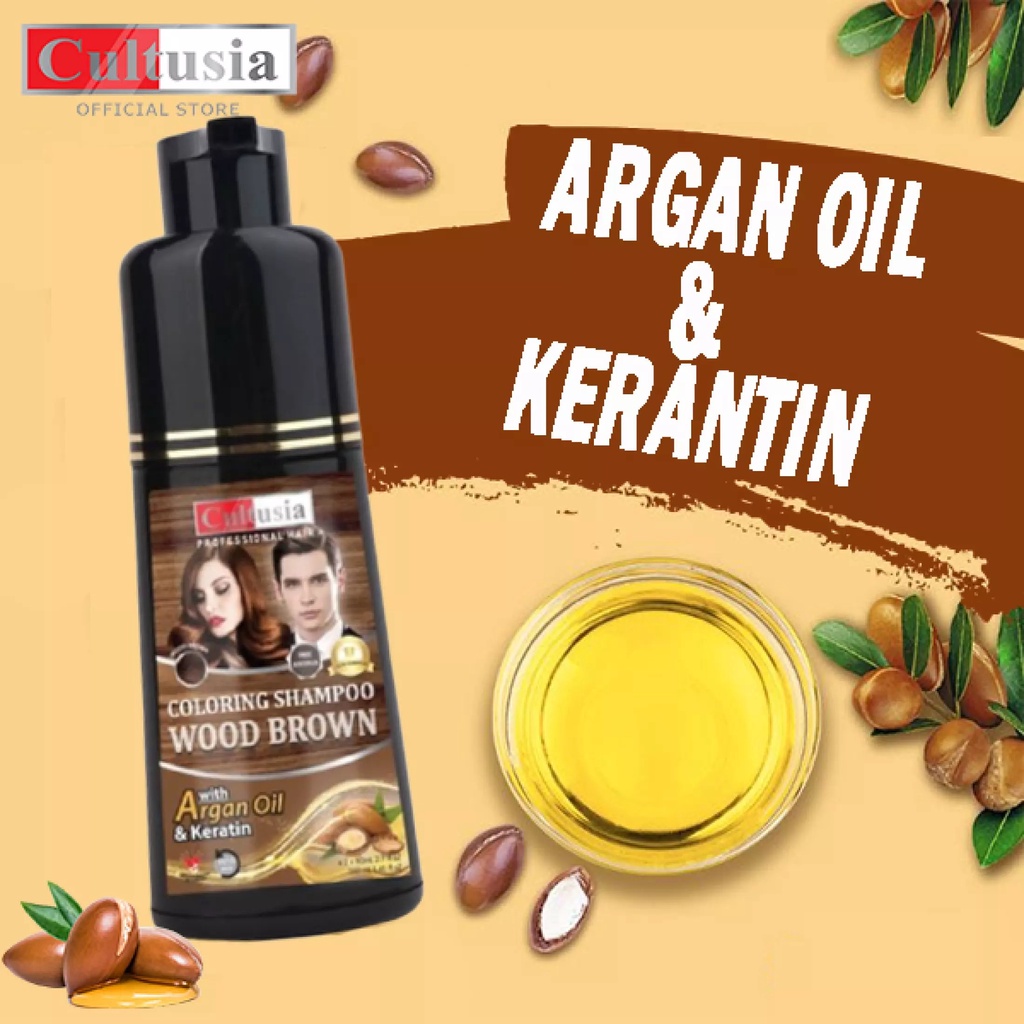 Cultusia Coloring Shampoo Wood BROWN with Argan Oil &amp; Keratin 160ml