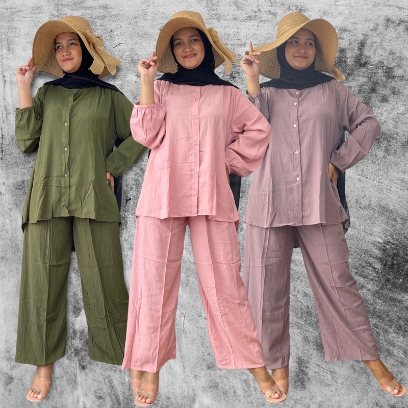 One Set Kamelia / One Set Crinkle Premium / Setelan Crinkle Premium