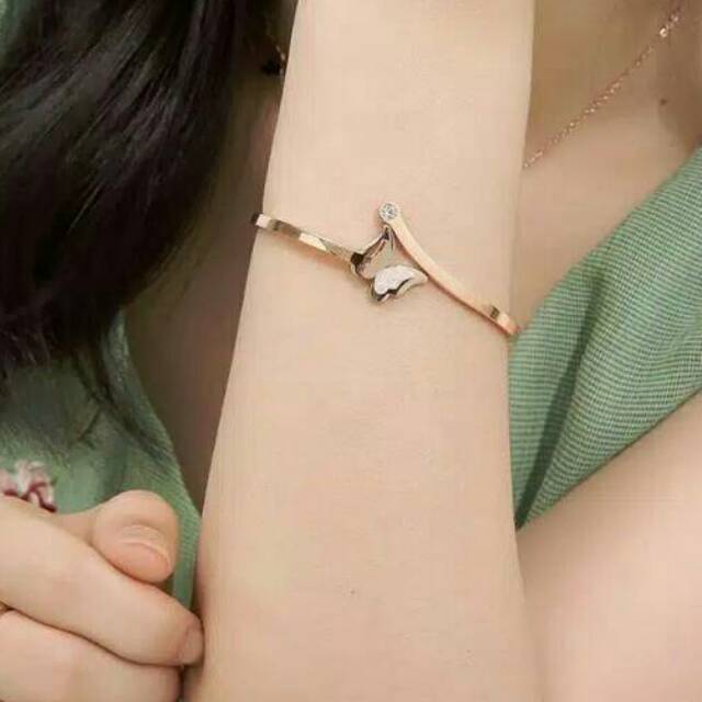 GG Gelang Bangle Aksen Kupu kupu Titanium#GB-108