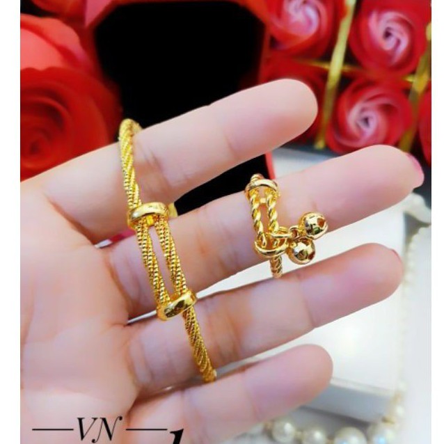 Xuping Set Gelang dan Cincin Lapis emas 24K 001