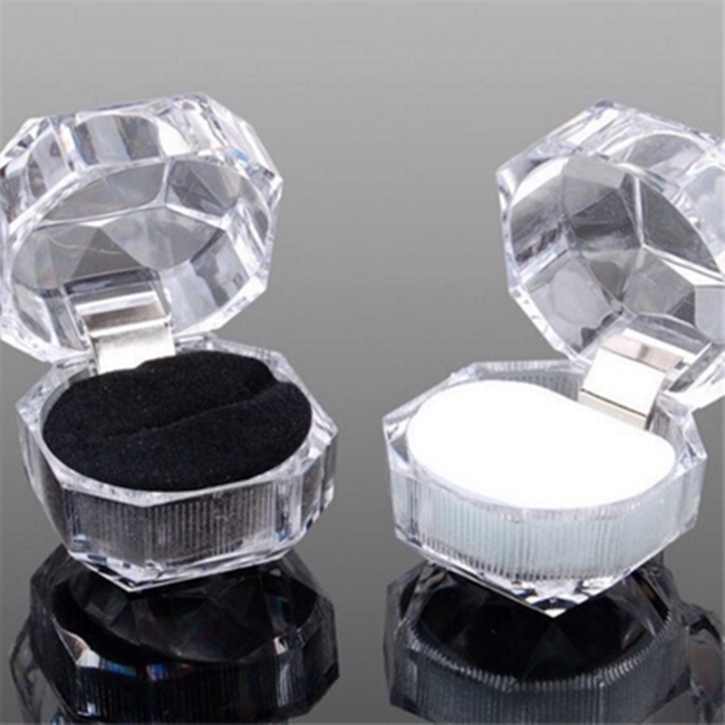 Mini 2 Colors Options Jewelry Package Ring Earring Box Acrylic Transparent Wedding Packaging Jewelry Box