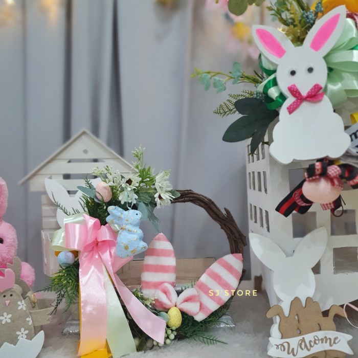 

Aksesoris dekorasi kado paskah kelinci gantungan pintu meja easter