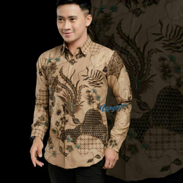 Terbaik.. ATASAN KEMEJA BATIK COWOK LENGAN PANJANG KREM LATTE COKSU MIX CREAM JUMBO XXL FORMAL KERJA