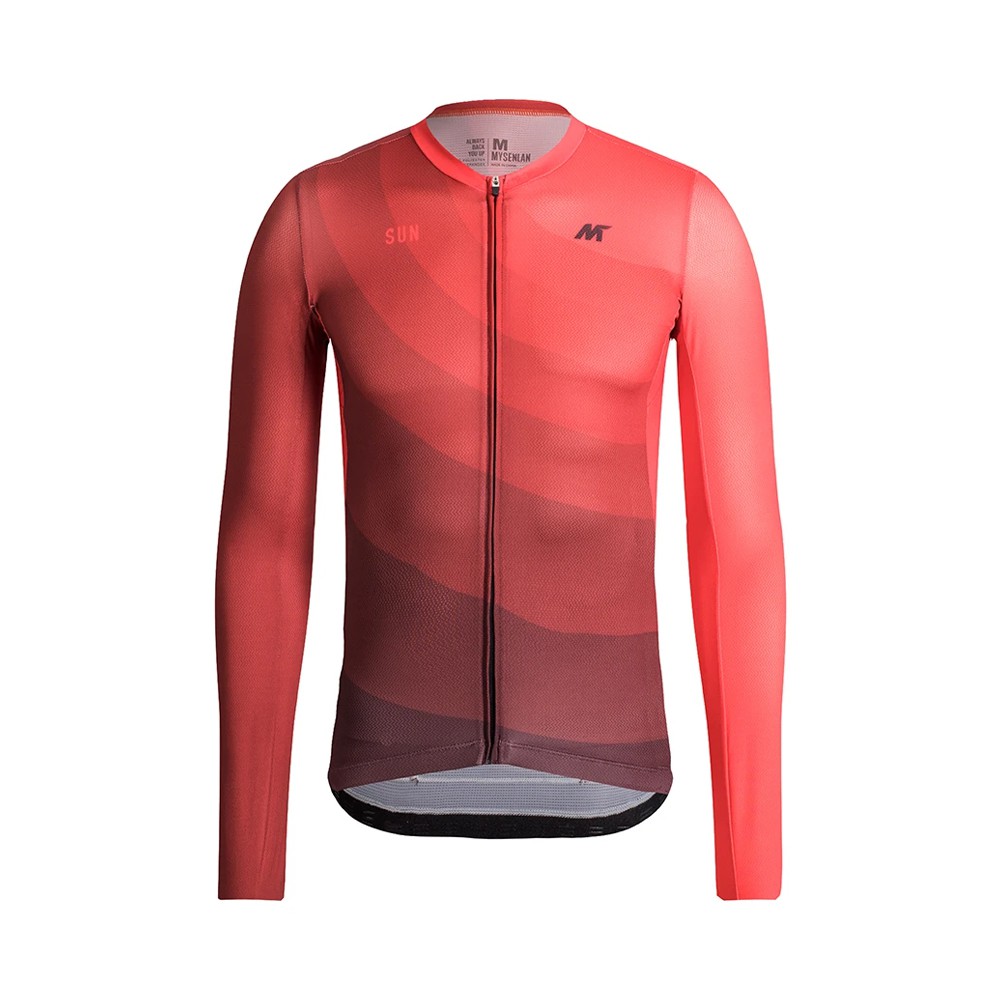 Jersey Sepeda Mysenlan Mens Long Sleeve Jersey Sun Red