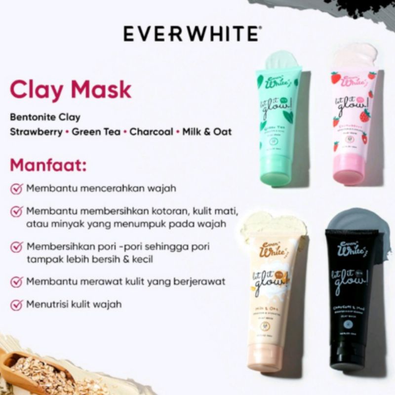 Everwhite Strawberry Clay Mask Masker Wajah ( Mengecilkan Pori)