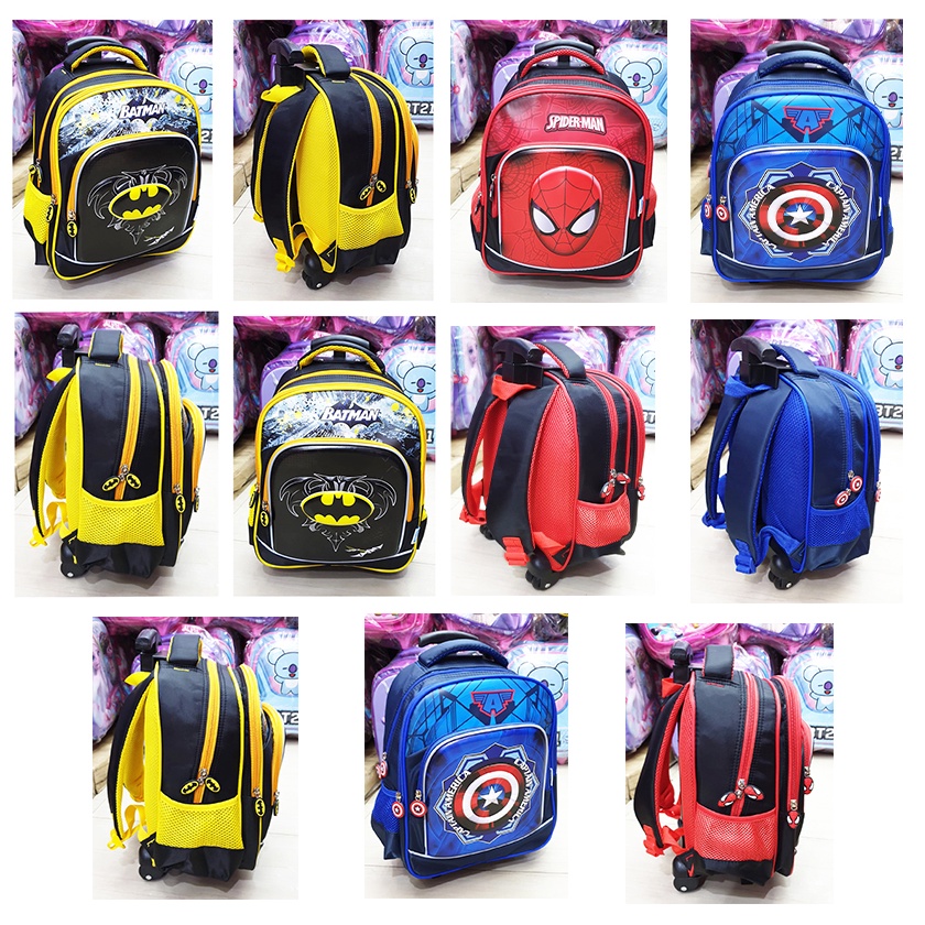 PROMO TERBAIK Tas Trolley Premium Tas Anak Sekolah Laki Laki TK Import Motif Timbul 3 Resleting ( BTK - GOGO - DUET - MITE - ALU OSH COOL ) TAS DORONG 13inch dan 14inch SEDANG