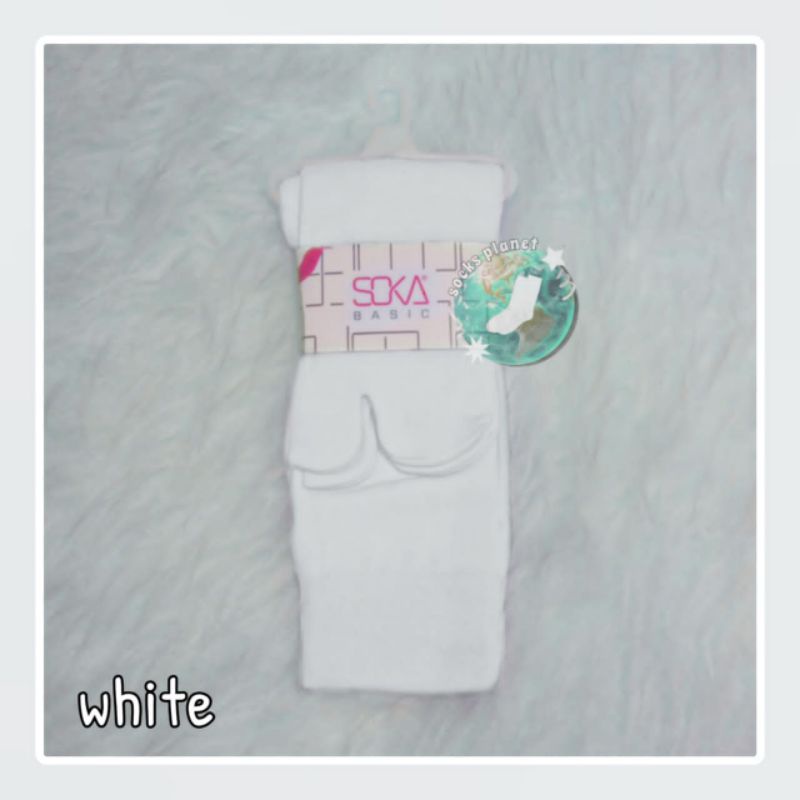 [1 PASANG] ORIGINAL SOKA Basic Jempol Kaos Kaki Wanita Hijab Muslimah Murah Size M dan L Termurah Murah Diskon Polos Haji Umroh Warna Kulit dll Size M Pendek size L Panjang Nilon Nylon Kauskaki Kaus Kaki Kaoskaki Krem Cream Skin Series Soka Socking-Putih