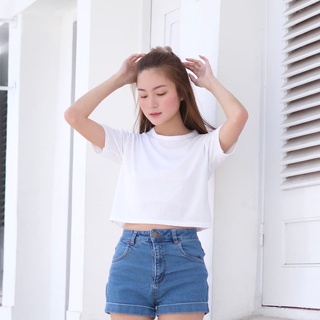 OVERSIZE CROP TOP POLOS ONECK COTTON Oversize| BAJU KAOS TUMBLR CROP TEE TSHIRT KAOS KOREA FASHION WANITA