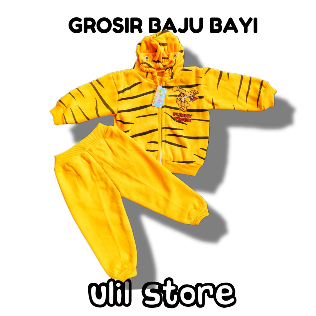Setelan Jaket Bayi Anak 3-18 Bulan, Setelan Jaket Motif Tiger, Best Seller-1