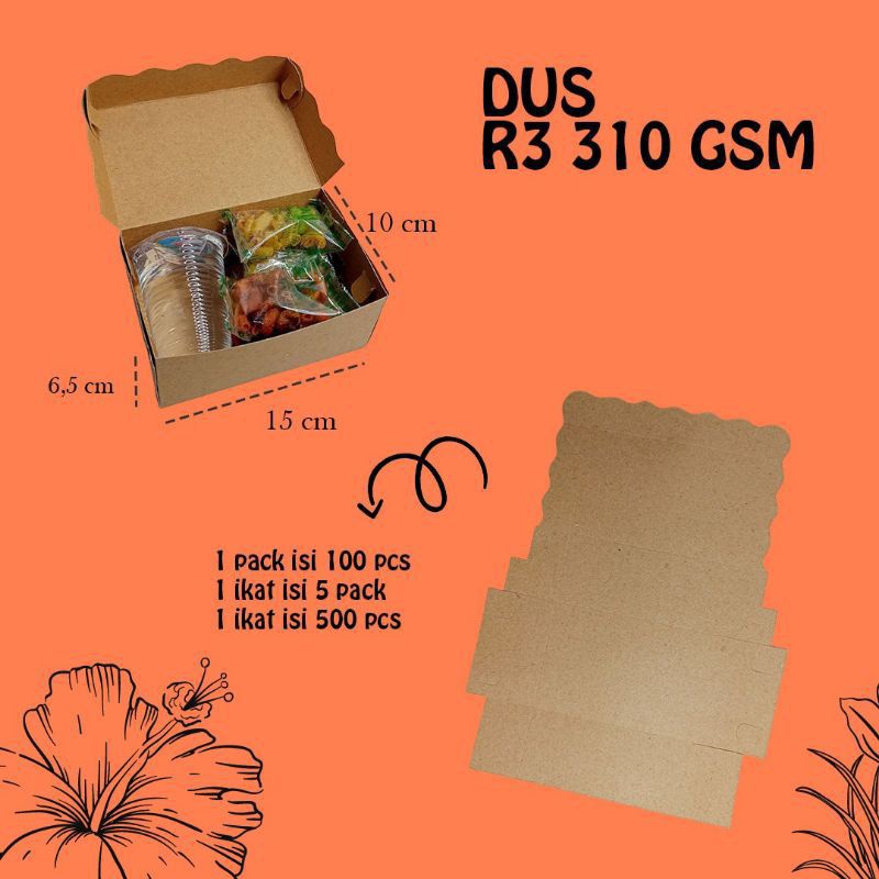 Jual Box Kraft R3 310gsm Dus Coklat Kotak Packing Kerdus Dos Kue Roti Snack 15cm X 10cm X 65cm 5515