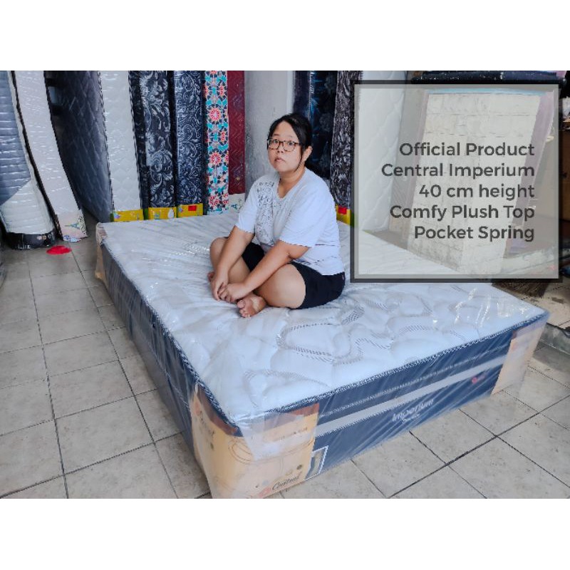 Set Central Imperium 180x200 Kasur Spring Bed Pocket ultra spring Plush top 40 cm bed
