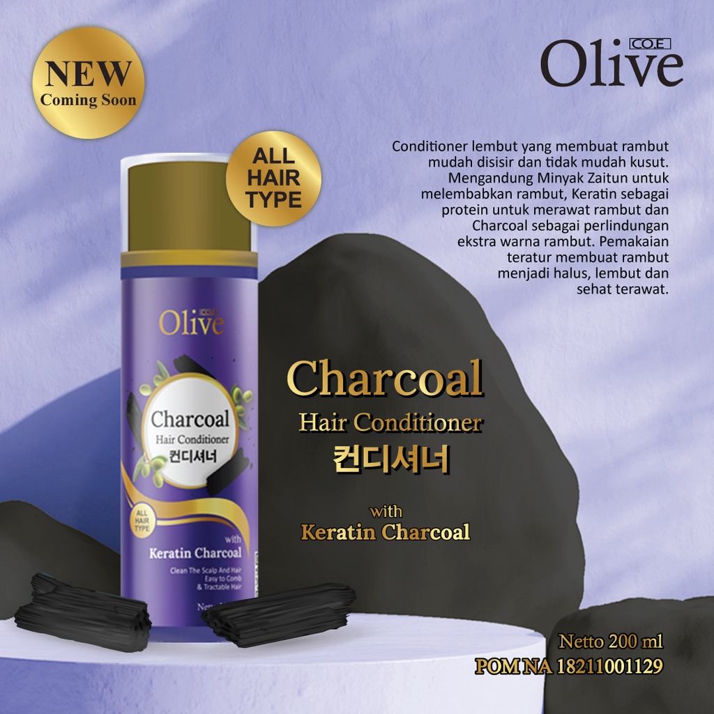 SYB OLIVE CHARCOAL HAIR SHAMPOO CONDITIONER - SAMPO CHARCOAL CONDI OLIVE BPOM - CHARCOAL SERIES OLIVE