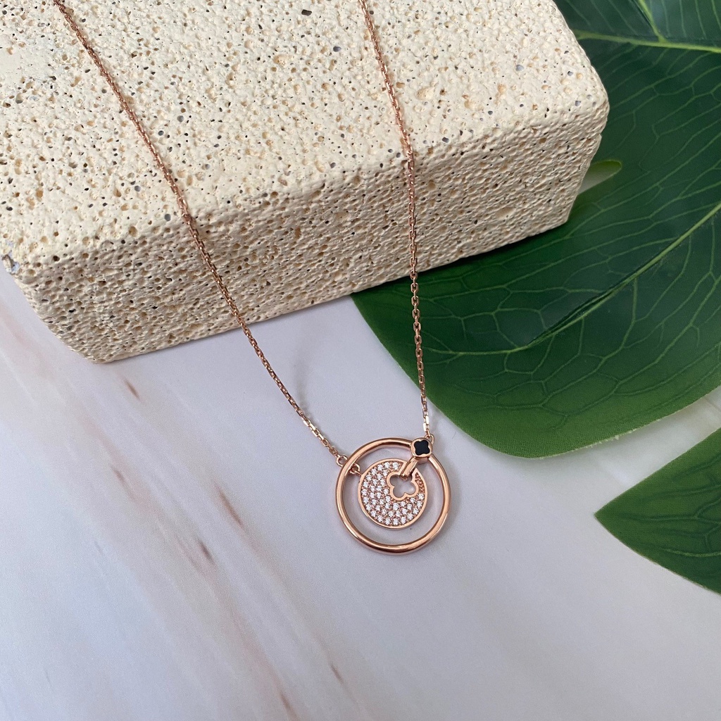 Kalung Emas Rosegold Round Zircon Kadar 75% 7.15 Gram (KH08)