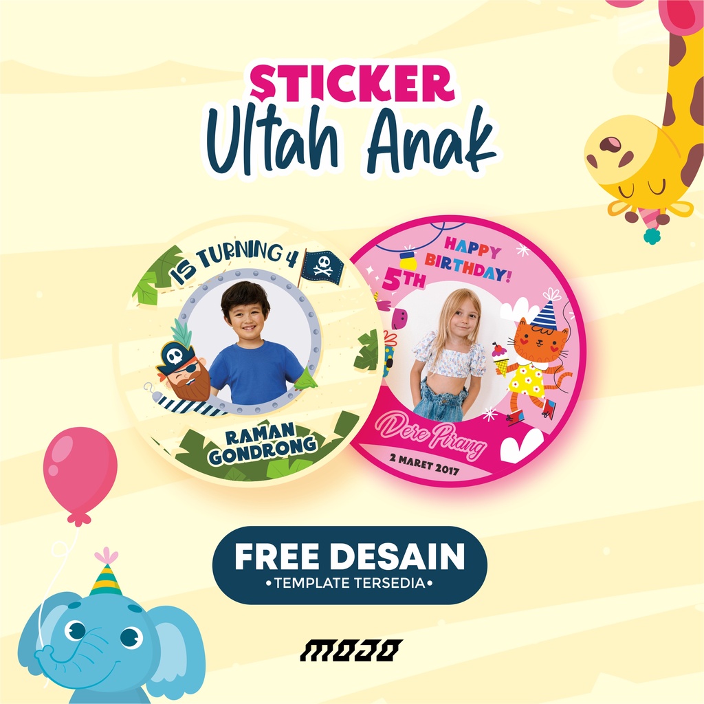 

Sticker Ulang Tahun Anak Custom Foto Nama dan Umur Lucu Tinggal Tempel