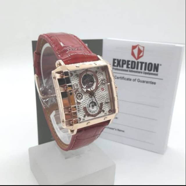 Jam Tangan Expedition E 6757 Wanita / E6757 BF Red Rose gold Original