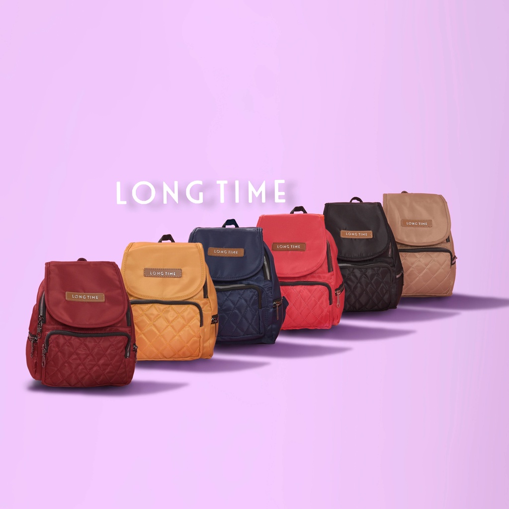 Mini Ransel Wanita Mini Backpack Women &quot;LONGTIME&quot; 4 Kompartemen Bahan Twill Impor - HYBRAND [LP63]