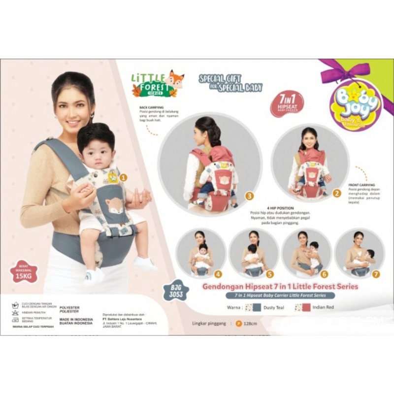 Baby Joy Gendongan bayi Hipseat bayi 7in1 seri Little Forest BJG3053