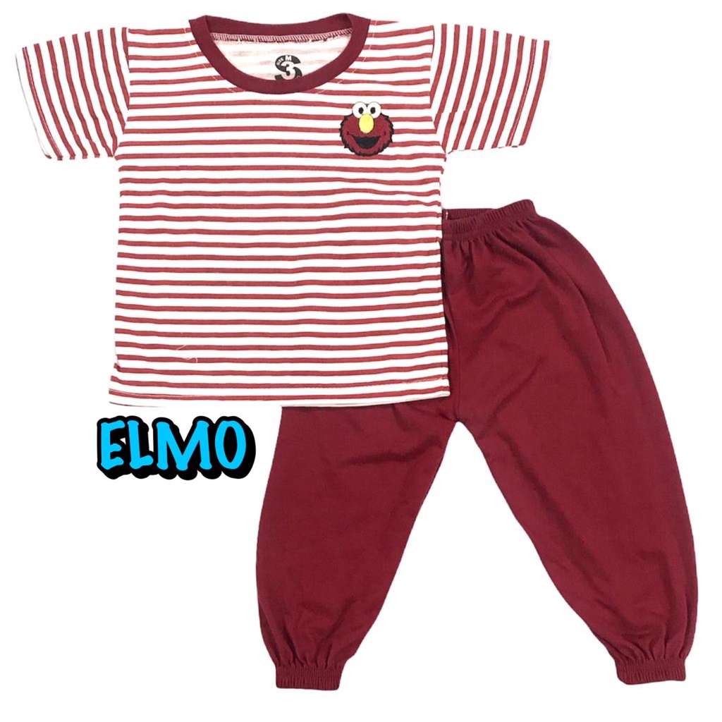 3S YEYA - BAJU SETELAN CP JOGER FASHION OBLONG ANAK LAKI-LAKI/COWOK BAHAN KAOS KATUN BORDIR SALUR ELMO