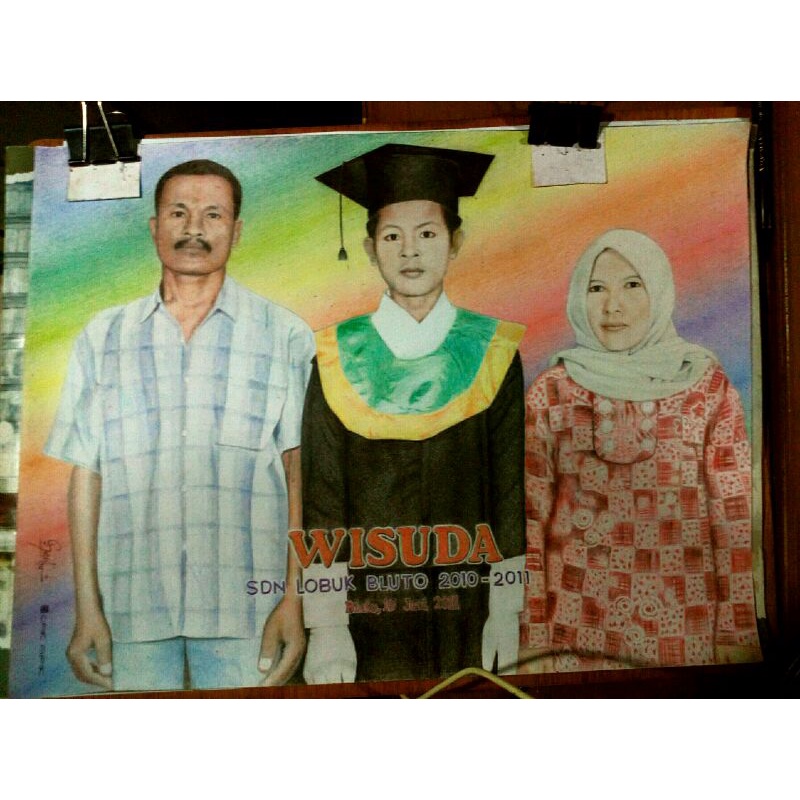 

Menerima jasa lukis sketsa warna murah + frame