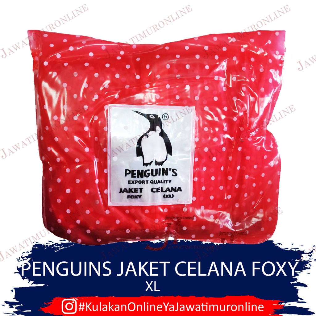 Jas Hujan Pinguin Motif Polkadot Jaket Celana FOXY