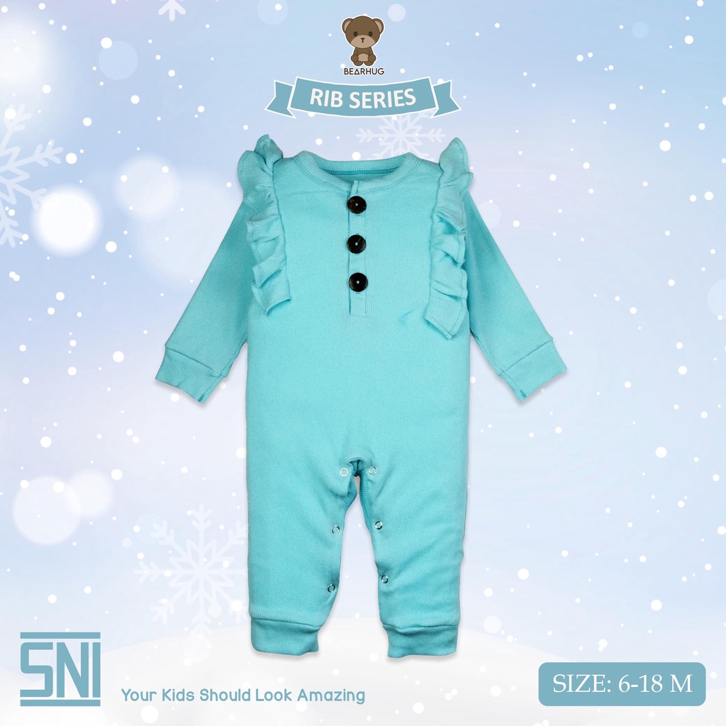 Bearhug Jumper Lengan Panjang  Rib Bayi Perempuan  XJD1 Mixcolour  Kancing Ruffle 3-12M-6