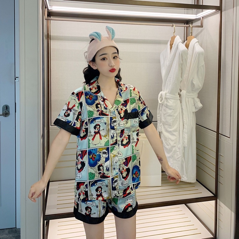 SD Piyama Satin Lengan Pendek Celana Pendek Import Quality-sd SNOW GIRL