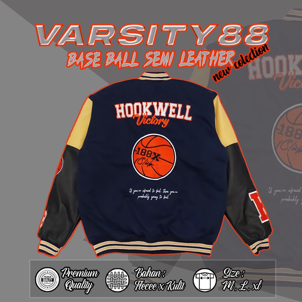 VASRITY SEMI KULIT VARSITY HOOKWEELL VARSITY JAKET