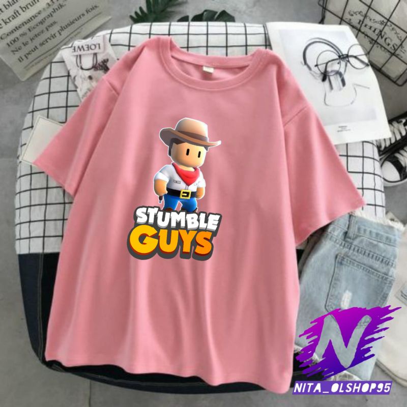 kaos anak stumble guys koboy karakter