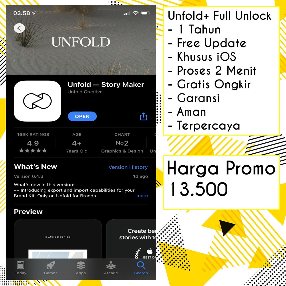 *PROMO* IOS/ANDROID Unfold+,Dazz Cam,VSCO X,Tezza,Mojo Pro,VLLO,StoryChic - Proses Cepat 2 Menit-2