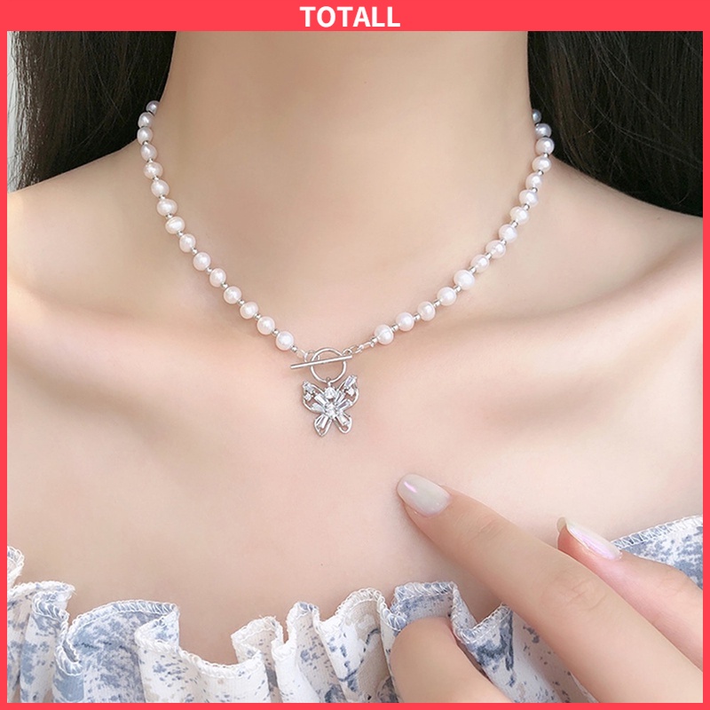 [✅READY STOCK] Kalung Rantai Hias Liontin Kupu-Kupu Mutiara Gaya Korea Untuk Wanita  Penjualan Panas Mode