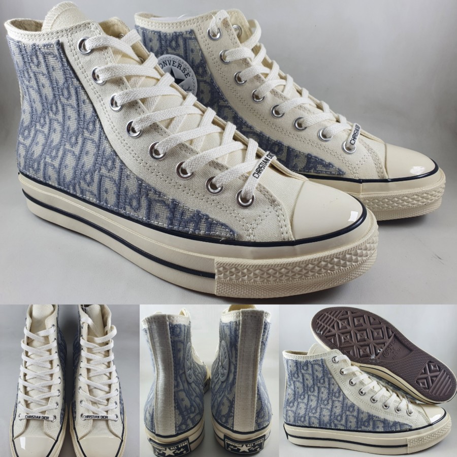 Sepatu Kets Dior X Converse Chuck Taylor 70s High Custom Grey