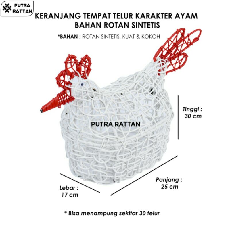 KERANJANG TEMPAT TELUR KARAKTER AYAM BAHAN ROTAN SINTETIS