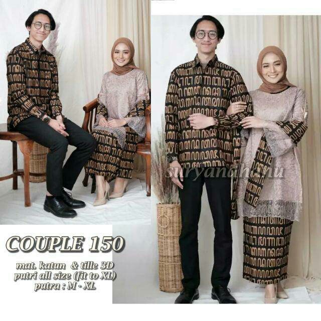 Couple 150 RnB Brokat Hancaraka Sarimbit Batik Muslim Maxi Sarimbit Seragam Pesta Seragam