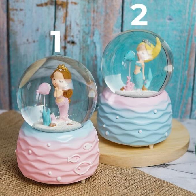 Diskon Pajangan Snowball Music Salju / Bola Kristal Princess Mermaid Ariel Diskon