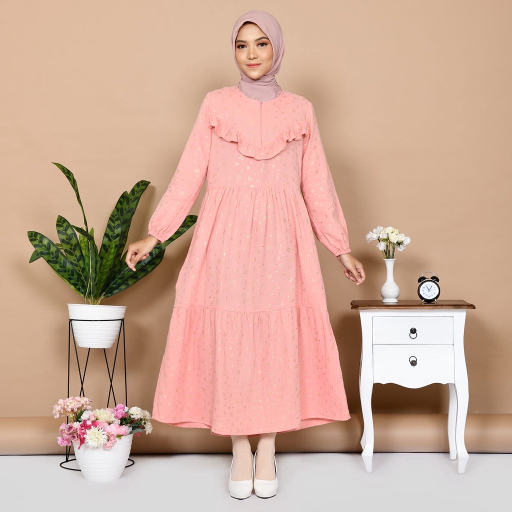 Gamis Wanita Rayon Busana Muslim Baju Lebaran Dress Tunik Wanita Muslimah