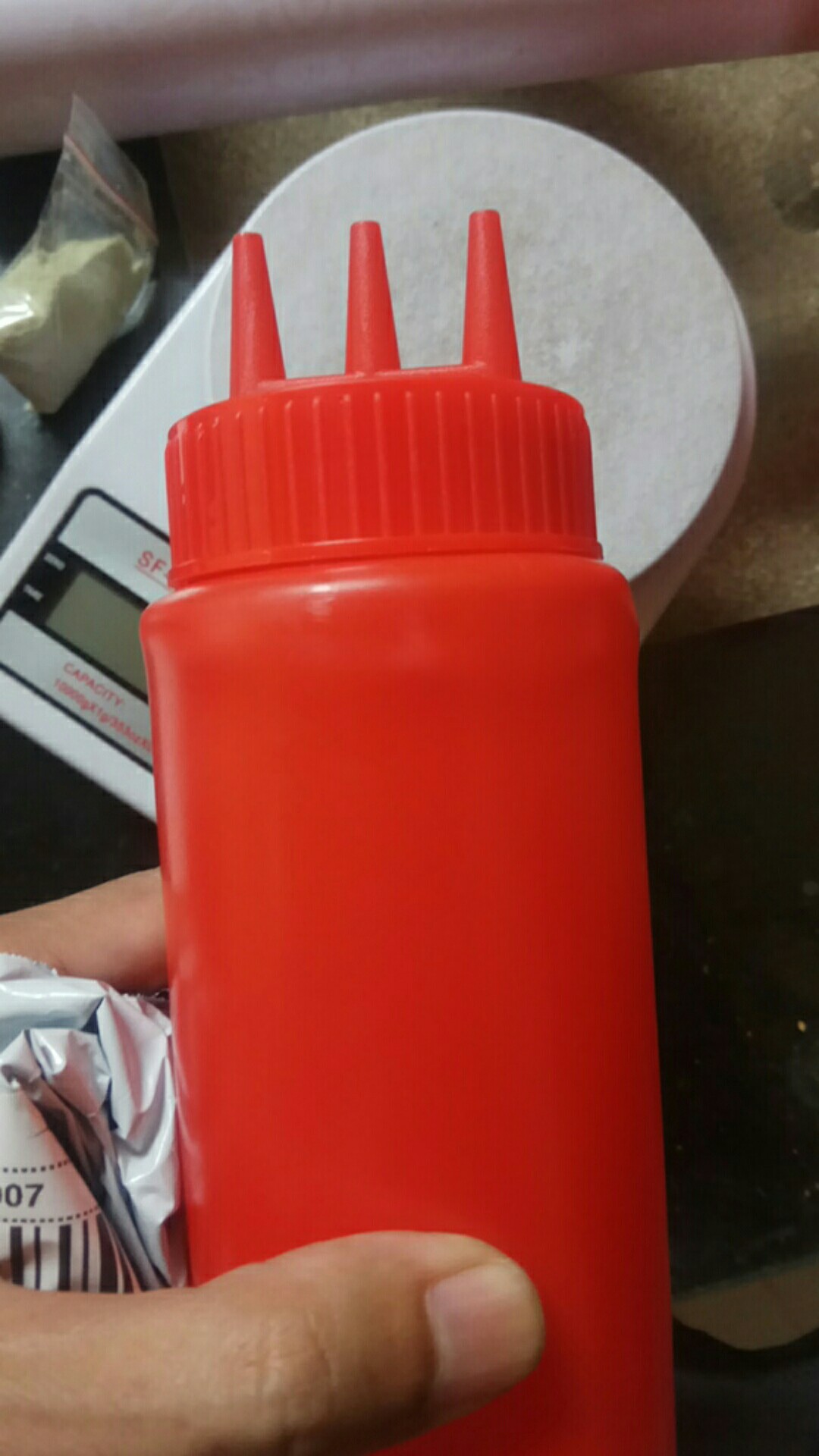 1pc Botol Dispenser Saus Tomat / 3 Lubang 12-24 Oz Bahan Plastik
