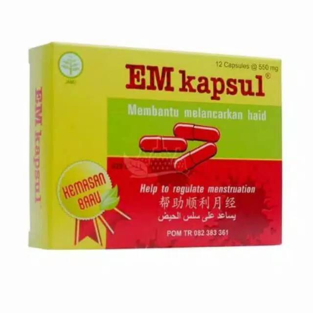 EM KAPSUL 12 KAPSUL -BOROBUDUR HERBAL -Membantu Melancarkan Nyeri Haid & Meredakan Nyeri Haid.( BPOM