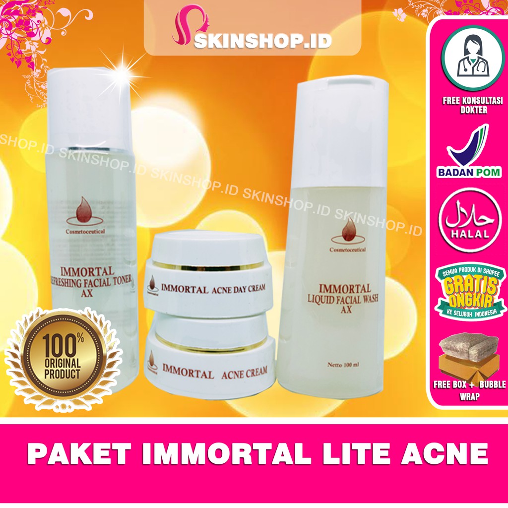 PAKET Immortal Lite Acne Original / Paket Anti Jerawat isi 4 BPOM Aman