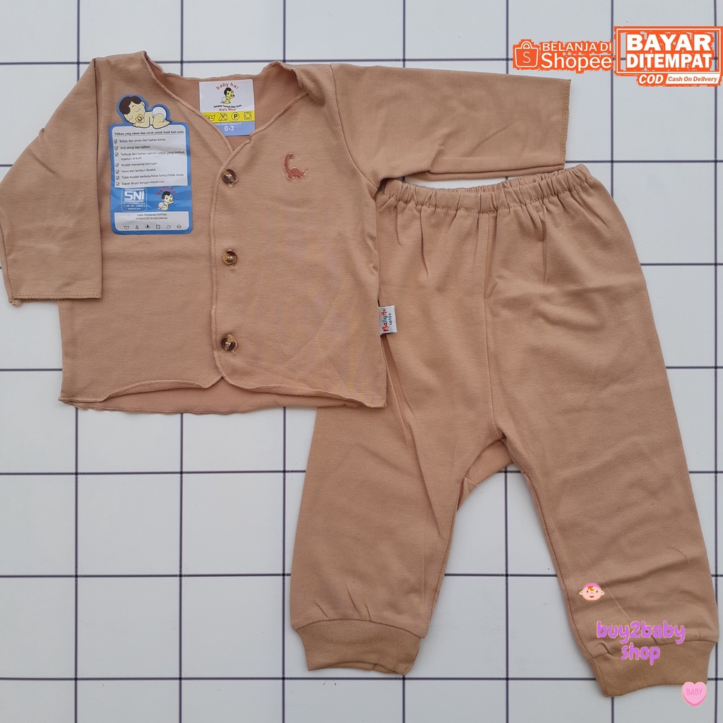 Setelan Piyama Panjang Bayi Bahan Premium BABYHAI Brown Series 1 PCS